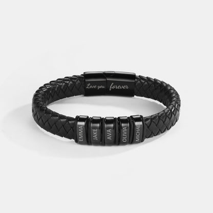 Best Dad In The World – Inner Circle Classic Bracelet with Engraved Name Beads