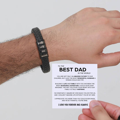 Best Dad In The World – Inner Circle Classic Bracelet with Engraved Name Beads