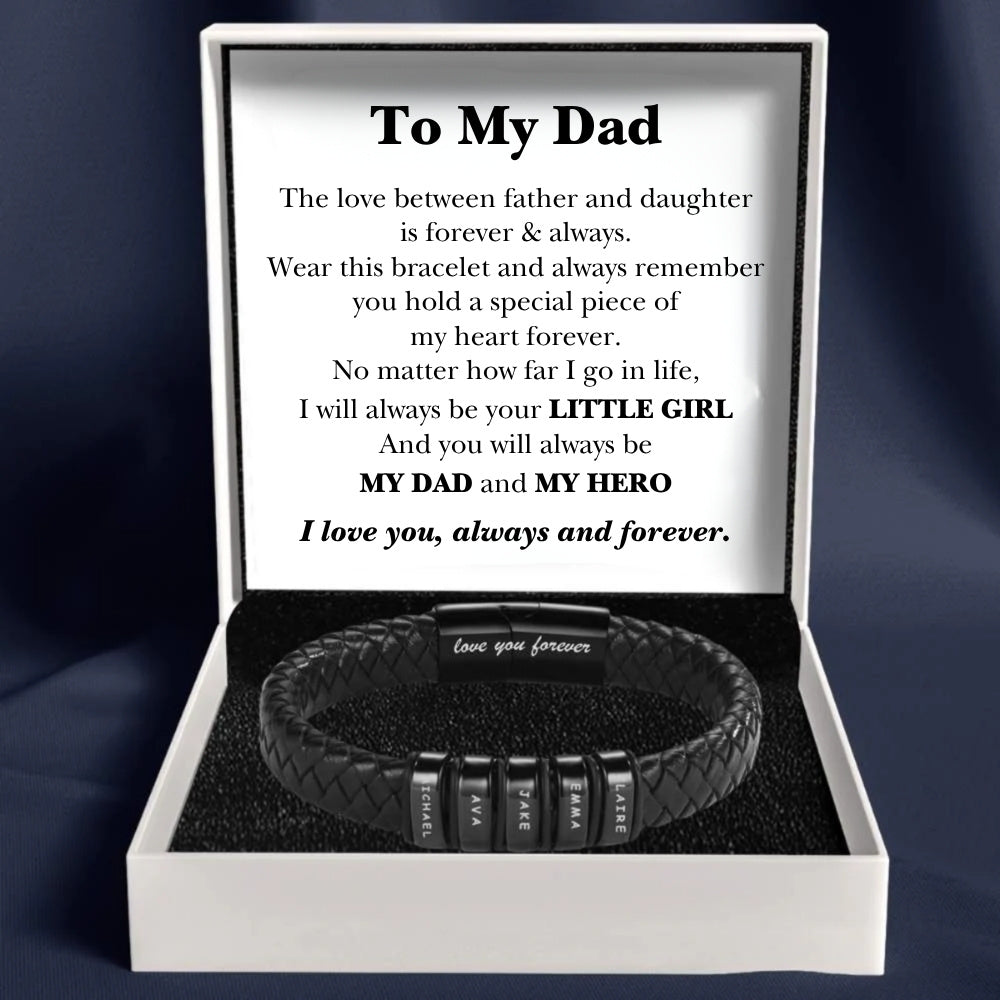 Best Dad In The World – Inner Circle Classic Bracelet with Engraved Name Beads