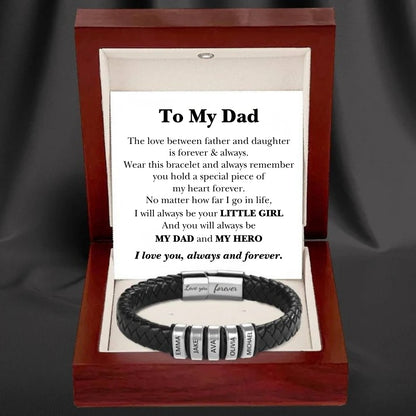 Best Dad In The World – Inner Circle Classic Bracelet with Engraved Name Beads