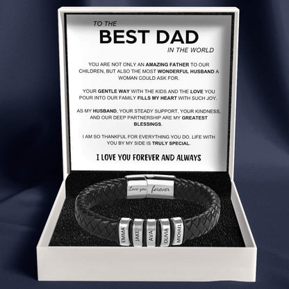 Best Dad In The World – Inner Circle Classic Bracelet with Engraved Name Beads