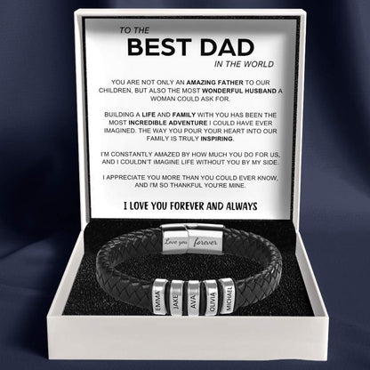 Best Dad In The World – Inner Circle Classic Bracelet with Engraved Name Beads