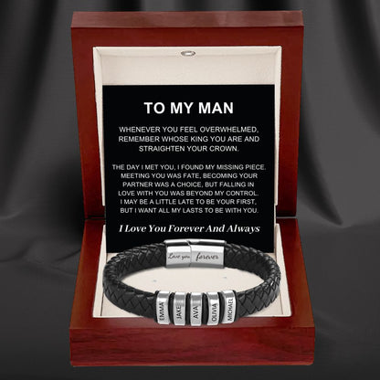 To My Man – Inner Circle Classic Bracelet with Engraved Name Beads