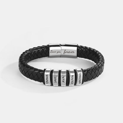 Best Dad In The World – Inner Circle Classic Bracelet with Engraved Name Beads