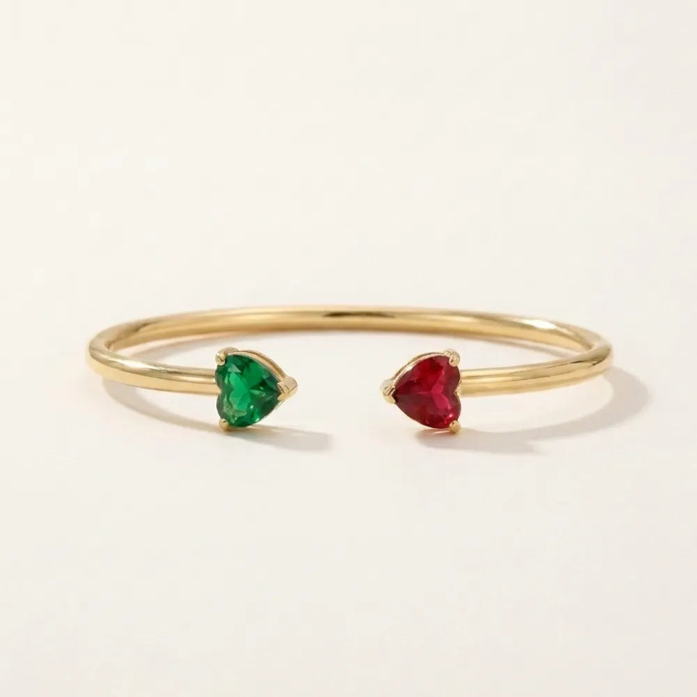 Birthstone Heart Cuff Bangle