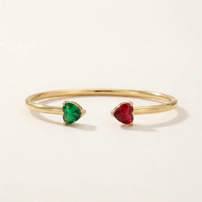 Birthstone Heart Cuff Bangle