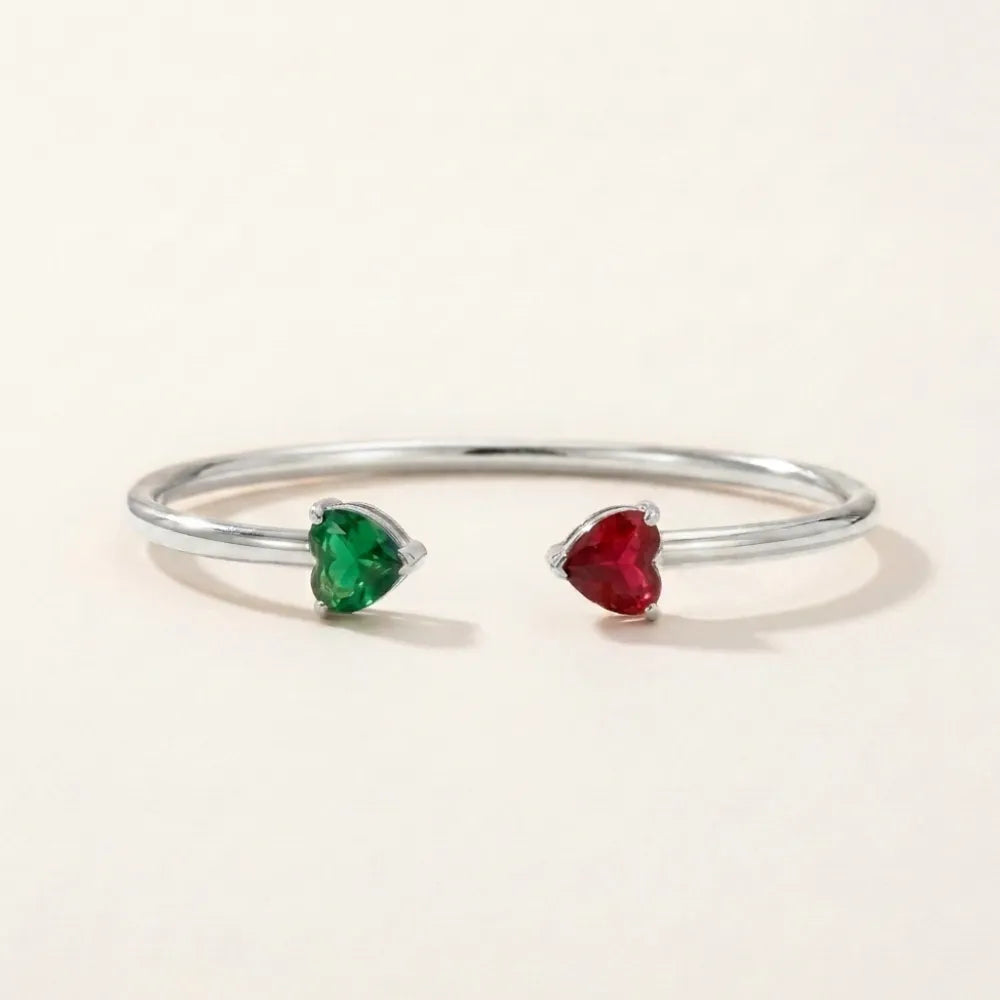 Birthstone Heart Cuff Bangle