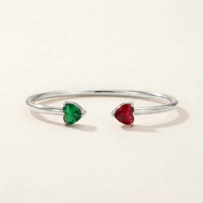 Birthstone Heart Cuff Bangle