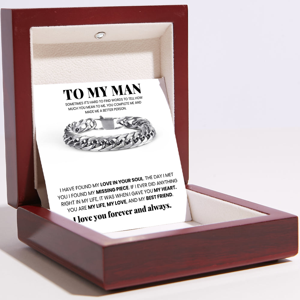 To My Man – Mens Silver Bracelet Stainless Steel – My Life, My Love, My Bestfriend