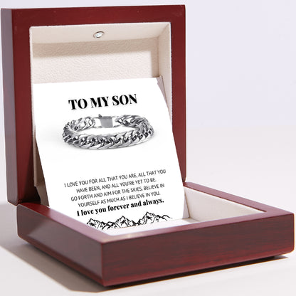 To My Son Bracelet- Male Stainless Steel Cuban Bracelet- I Believe In You