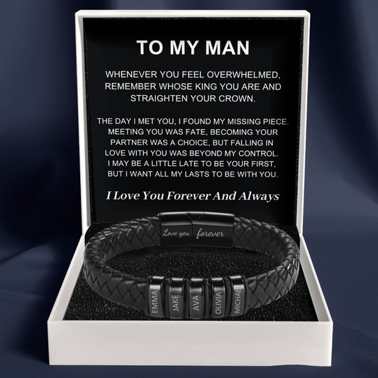 To My Man – Inner Circle Classic Bracelet with Engraved Name Beads