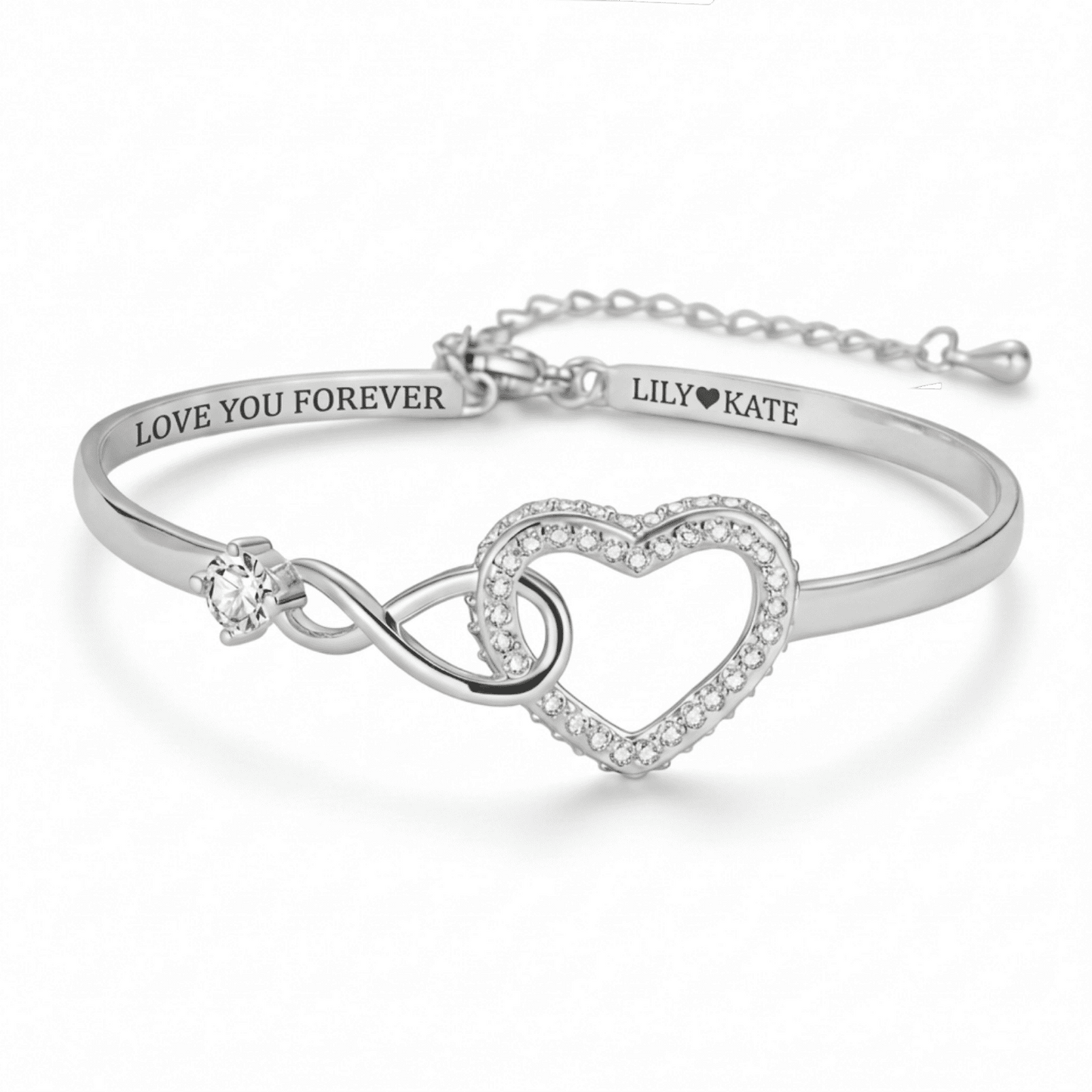 To My Daughter – Infinity Heart Name Bracelet