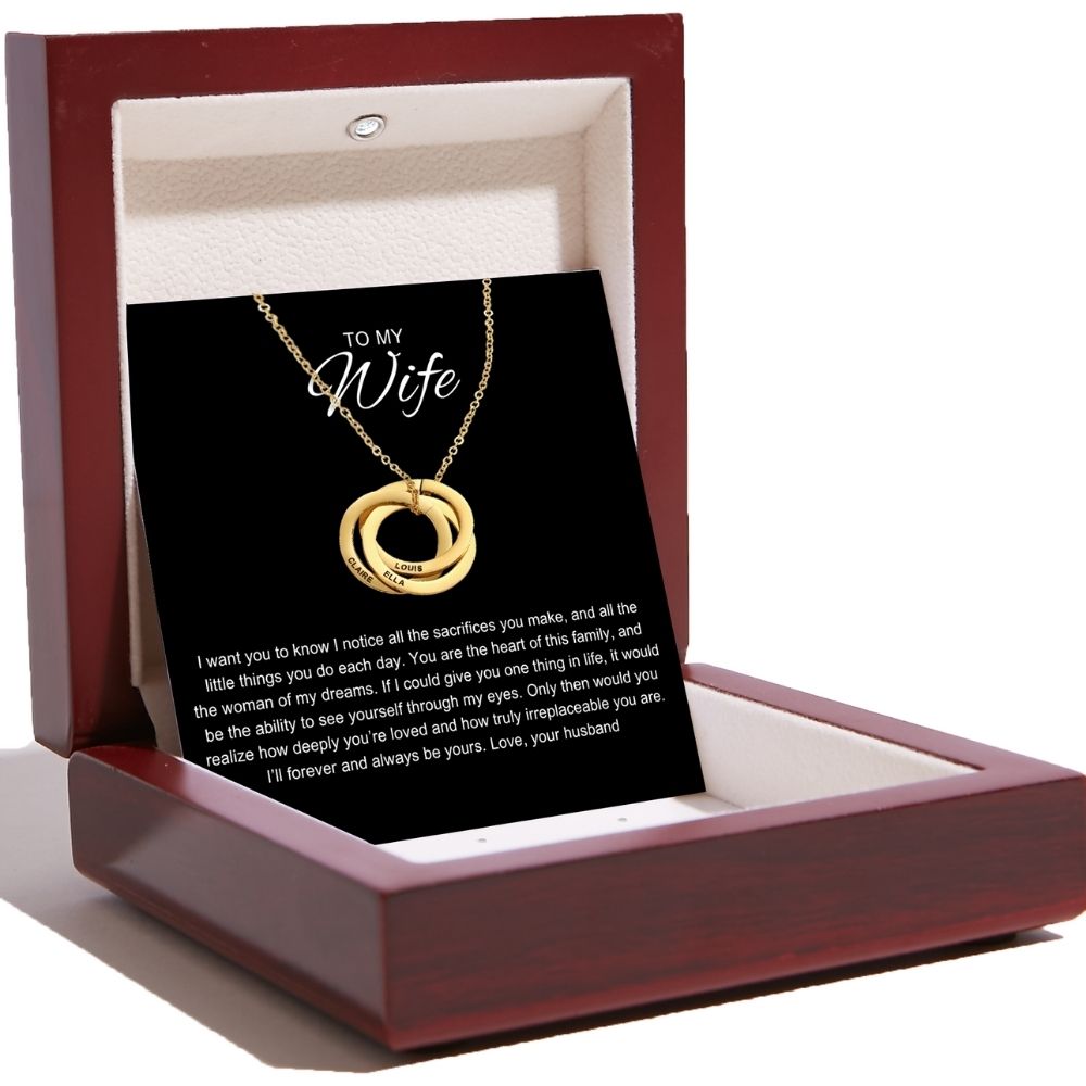 To My Wife - Interlocking Rings Necklace with Personalised Names