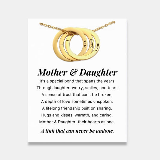 Mother & Daughter - Interlocking Rings Necklace with Personalised Names