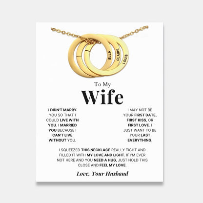 To My Wife - Interlocking Rings Necklace with Personalised Names
