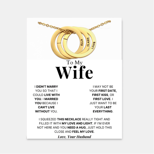 To My Wife - Interlocking Rings Necklace with Personalised Names