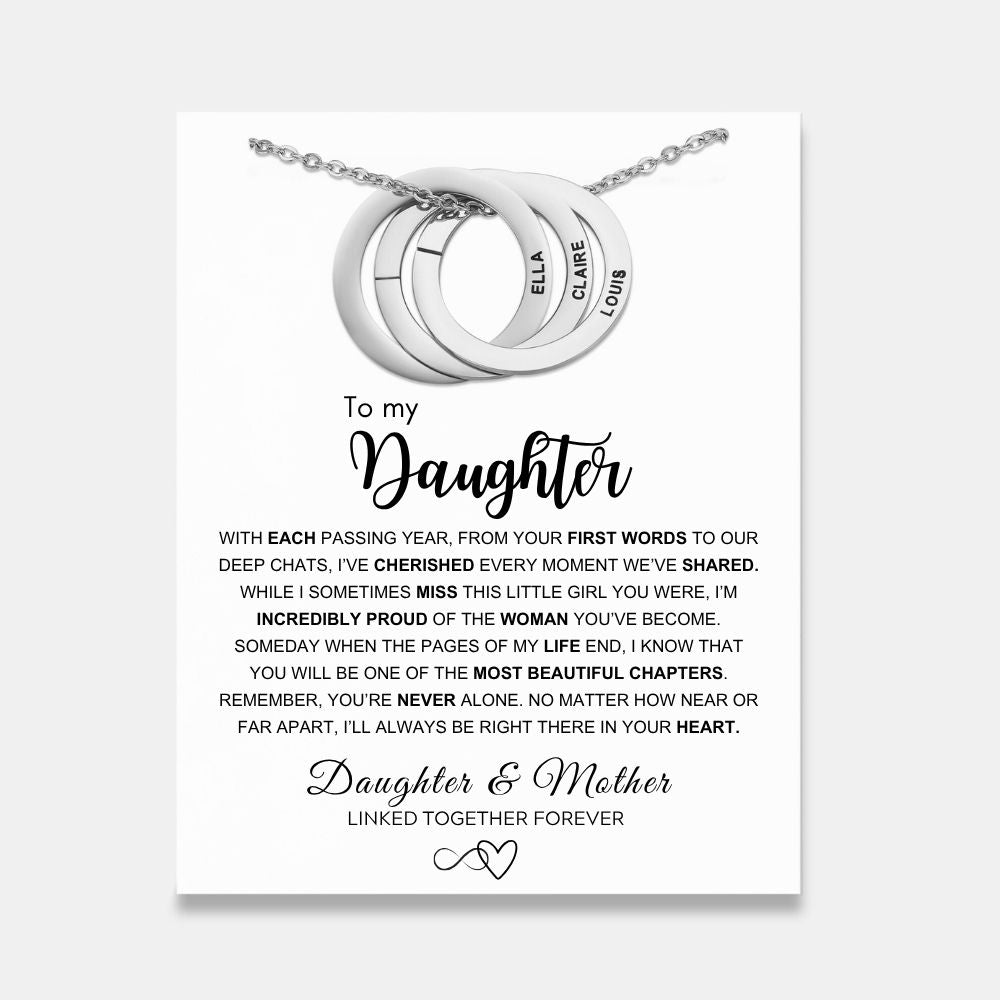 Best Mum In The World - Interlocking Rings Necklace with Personalised Names