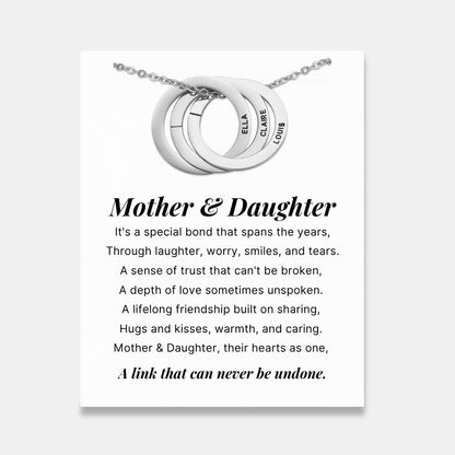 Mother & Daughter - Interlocking Rings Necklace with Personalised Names
