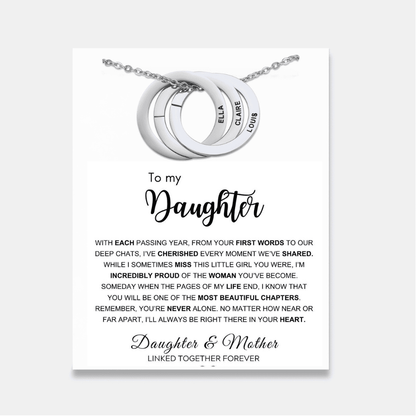 To My Daughter - Interlocking Rings Necklace with Personalised Names