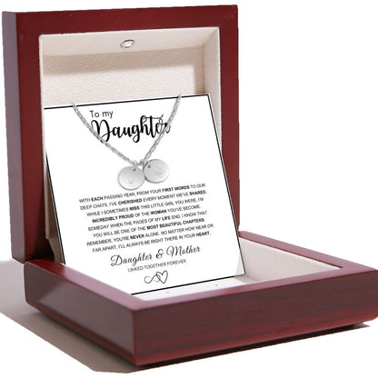 To My Daughter - Disc Necklace With Engraved Initials