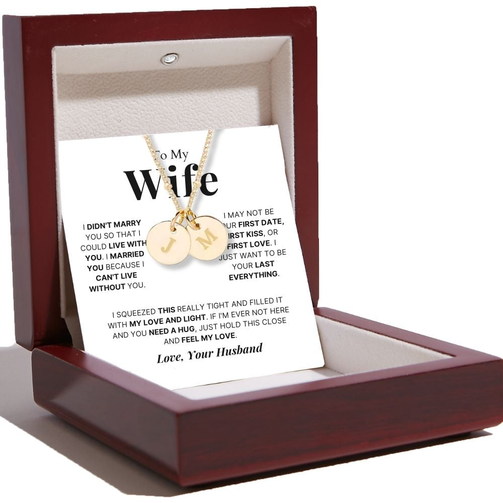 To My Wife - Disc Necklace With Engraved Initials