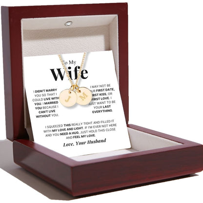 To My Wife - Disc Necklace With Engraved Initials