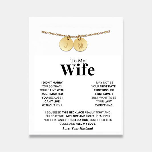 To My Wife - Disc Necklace With Engraved Initials