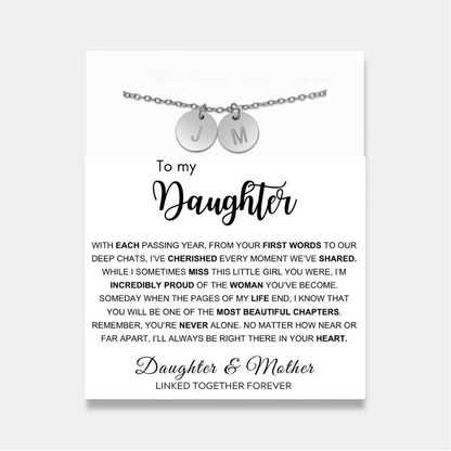 To My Daughter - Disc Necklace With Engraved Initials