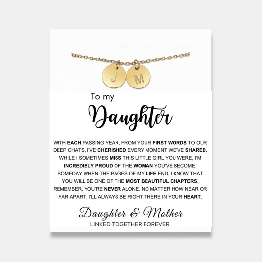 To My Daughter - Disc Necklace With Engraved Initials