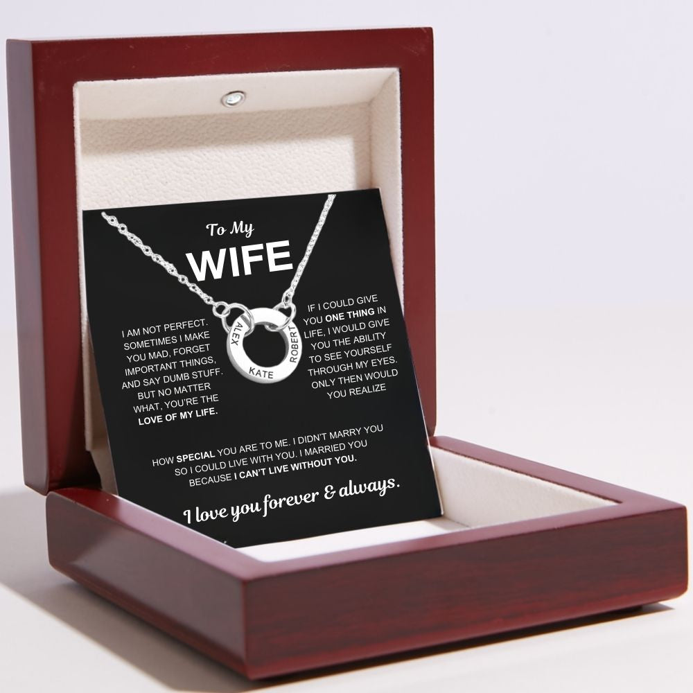 Circle Name Necklace for Wife