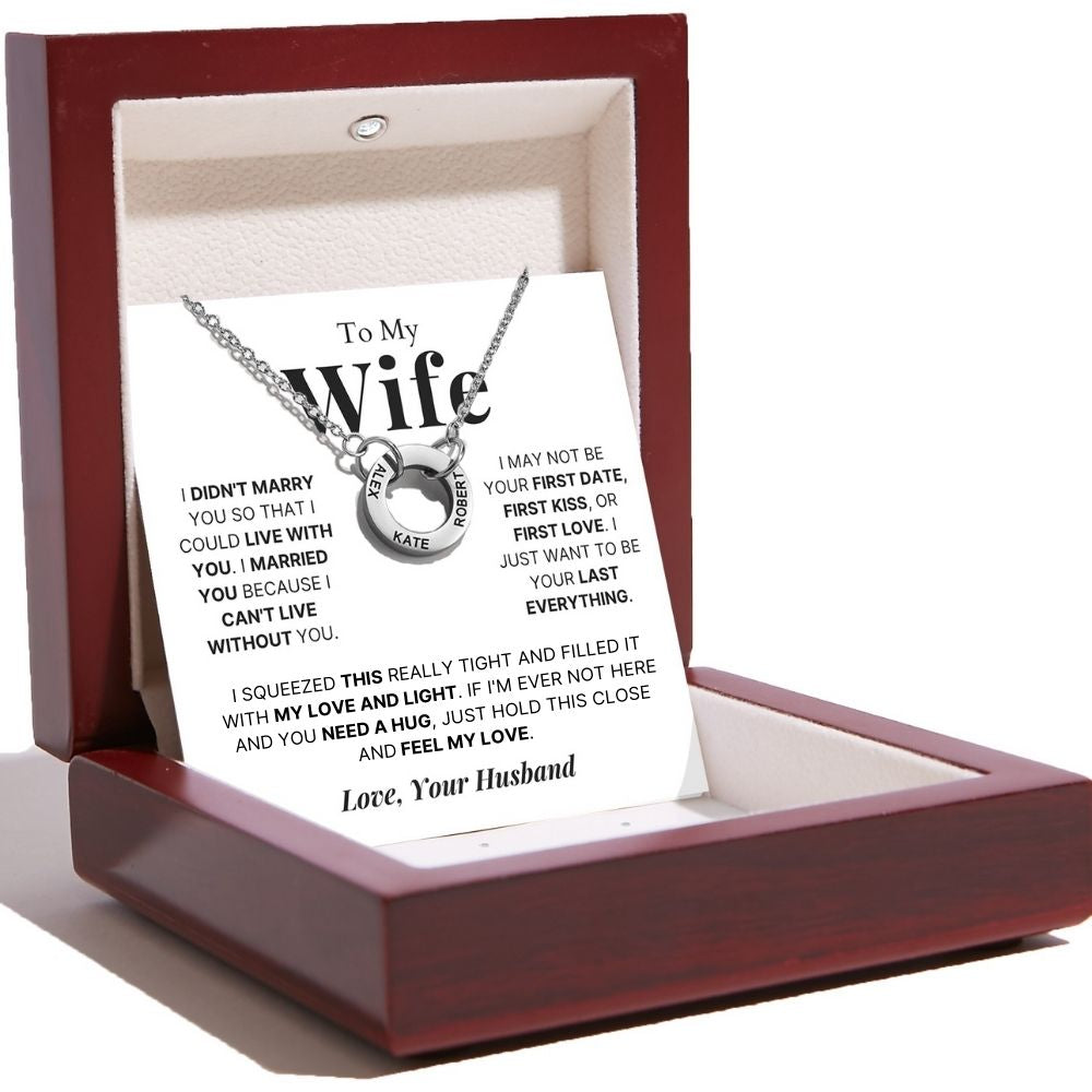 Circle Name Necklace for Wife