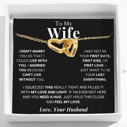 Interlocking Hearts Name Necklace For Wife