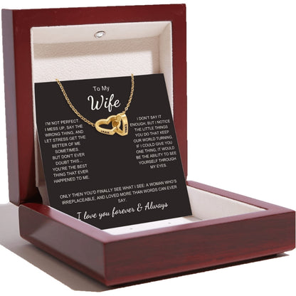 Interlocking Hearts Name Necklace For Wife