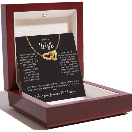 Interlocking Hearts Name Necklace For Wife