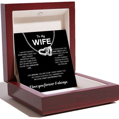 Interlocking Hearts Name Necklace For Wife