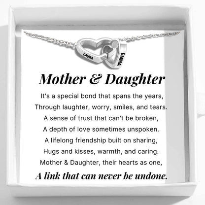 Mother & Daughter - Interlocking Hearts Name Necklace