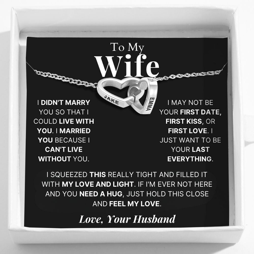 Interlocking Hearts Name Necklace For Wife