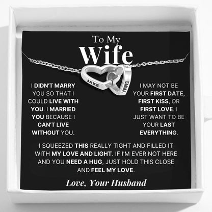 Interlocking Hearts Name Necklace For Wife