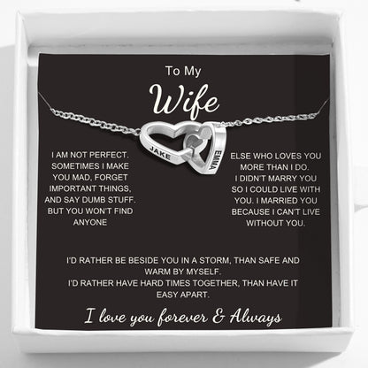 Interlocking Hearts Name Necklace For Wife