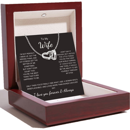 Interlocking Hearts Name Necklace For Wife
