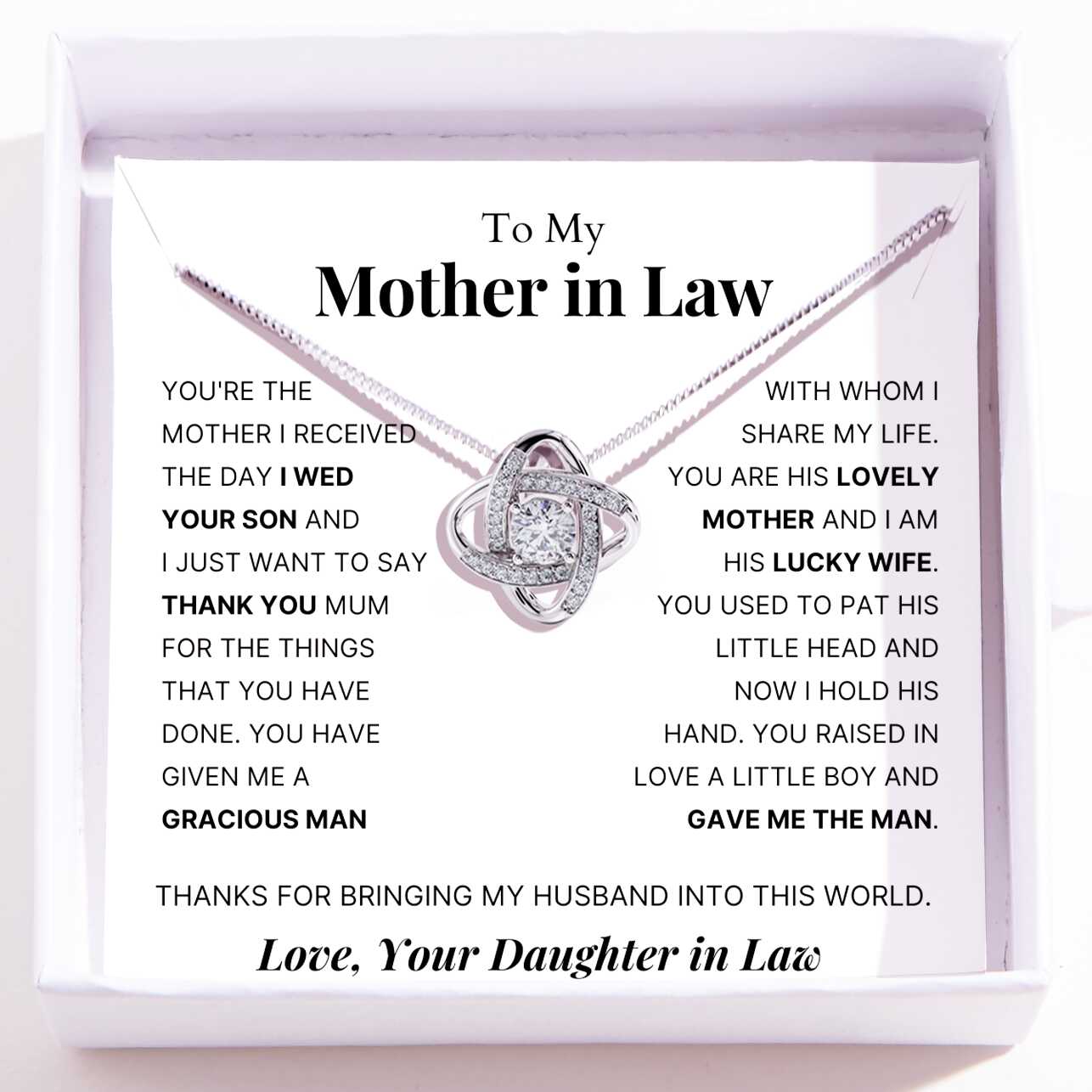 Love Knot Necklace For Mother-In-Law – Thank You, Mum