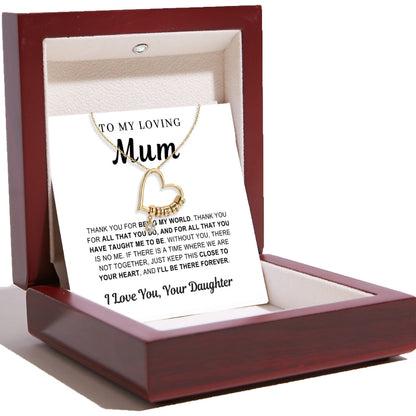 Charming Heart Necklace with Engraved Name Beads