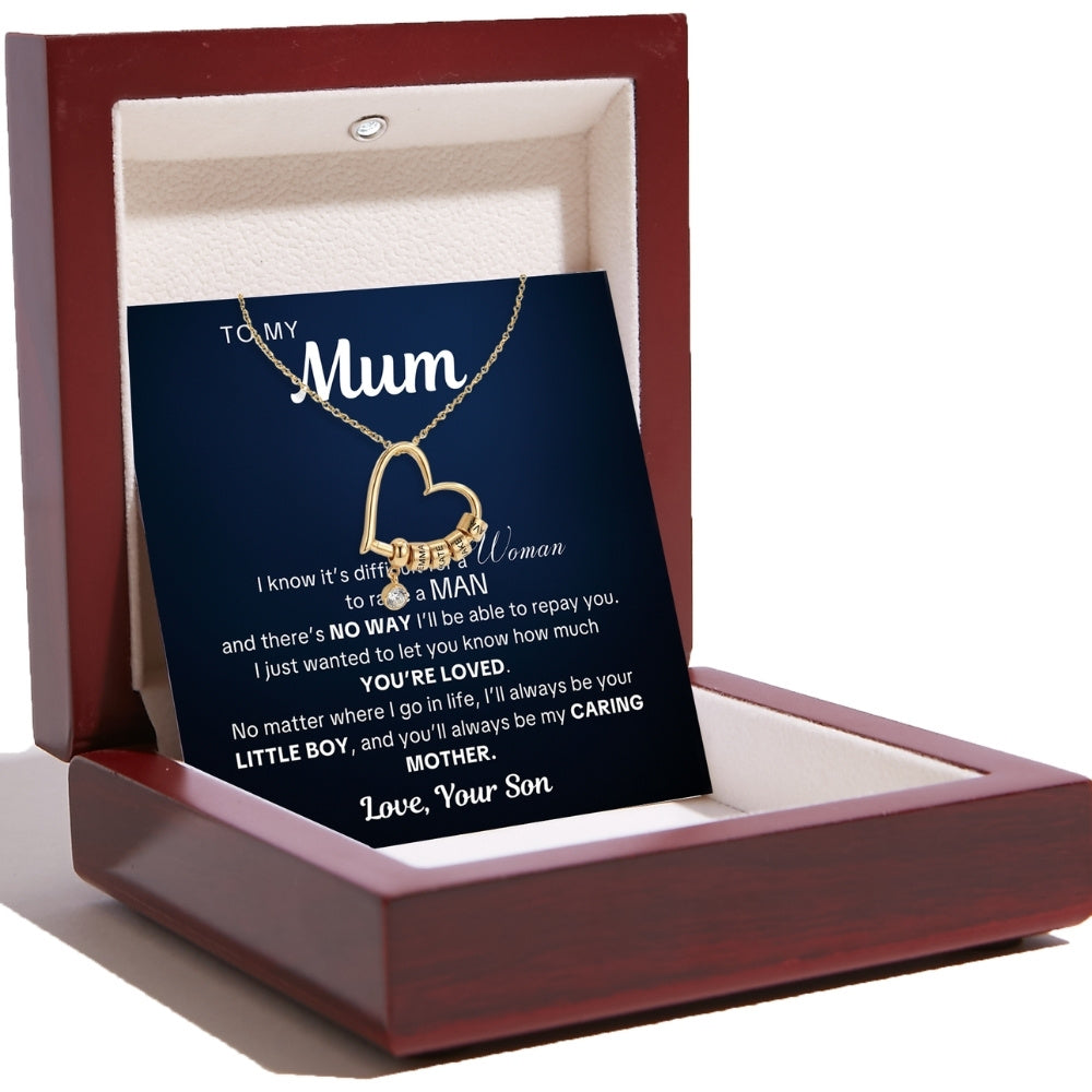 Charming Heart Necklace with Engraved Name Beads