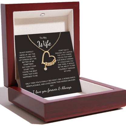 Charming Heart Necklace with Engraved Name Beads For Wife