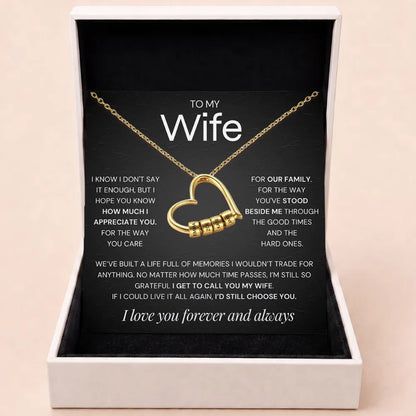 Charming Heart Engraved-Bead Necklace for Wife - Grateful To Call You My Wife