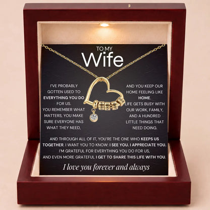 Charming Heart Engraved-Bead Necklace for Wife - One Who Keeps Us Together