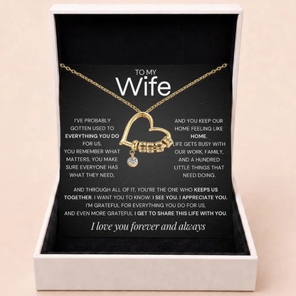 Charming Heart Engraved-Bead Necklace for Wife - One Who Keeps Us Together