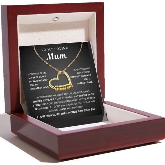 Charming Heart Necklace with Engraved Name Beads