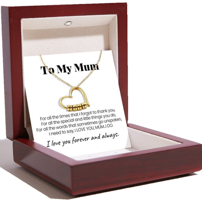 Charming Heart Necklace with Engraved Name Beads