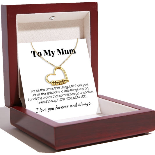 Charming Heart Necklace with Engraved Name Beads